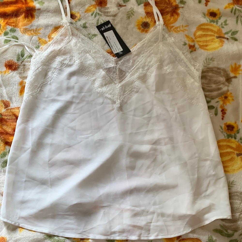 Nasty gal white lace trim cami medium